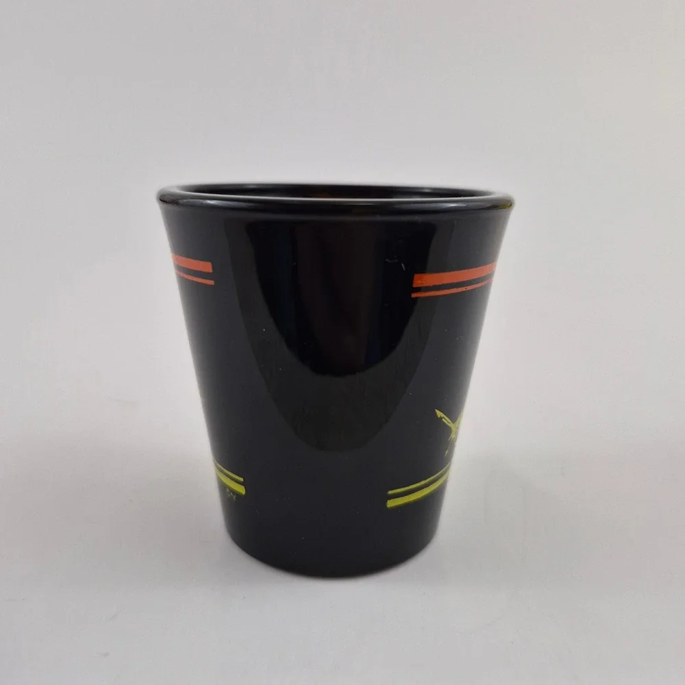 Ruidoso New Mexico Souvenir Shot Glass Black Roadrunner Graphic Vintage Style